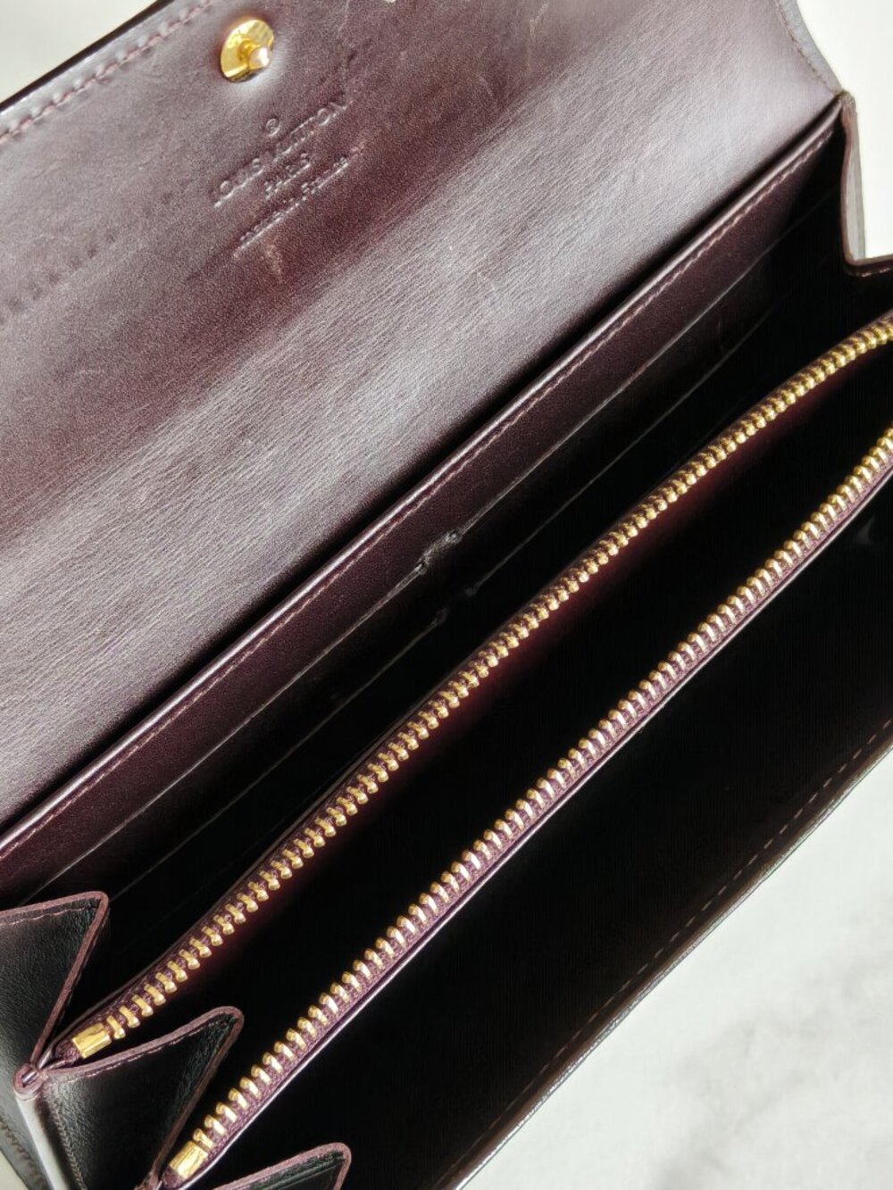 Louis Vuitton Vernis Sarah Wallet Amarante Patent Leather Long Wallet Burgundy - Picture 14 of 15
